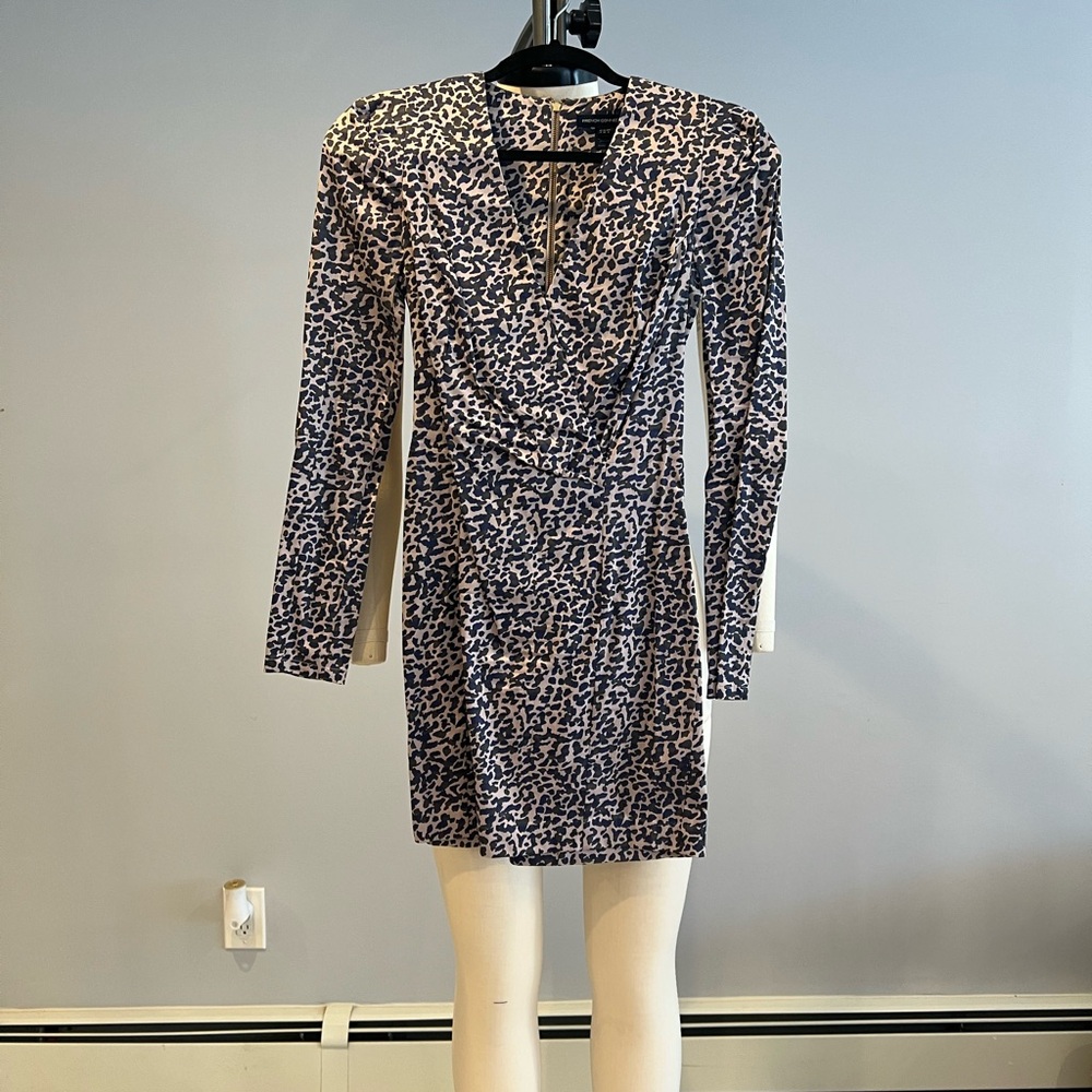 French Connection Blue and Black Long Sleeve Dress